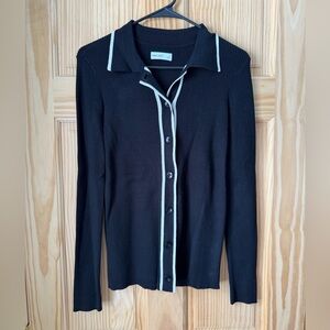 Nine West Black Button-Down Shirt with White Trim. New without tags.